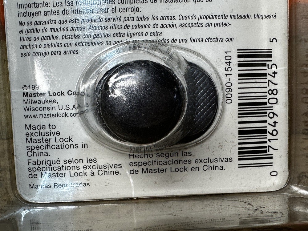 NOS Master Lock Gun Keyed Trigger Lock 90KADSPT , Sealed New!