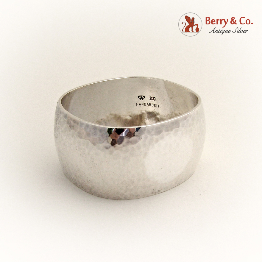 German Oval Napkin Ring Handwork 800 Silver 1930