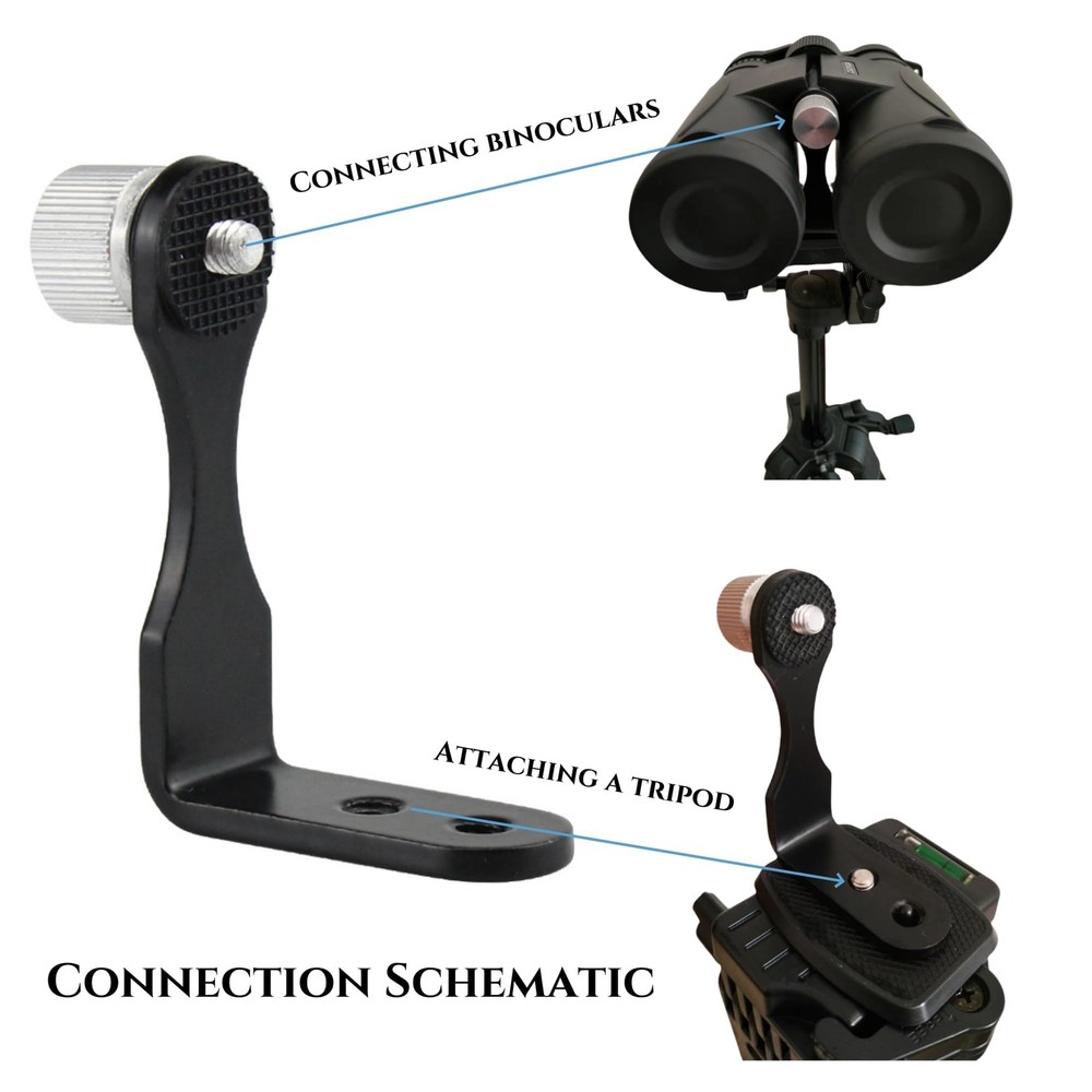 Universal Binocular Adapter, Metal Tripod Adapter Adaptor Black,