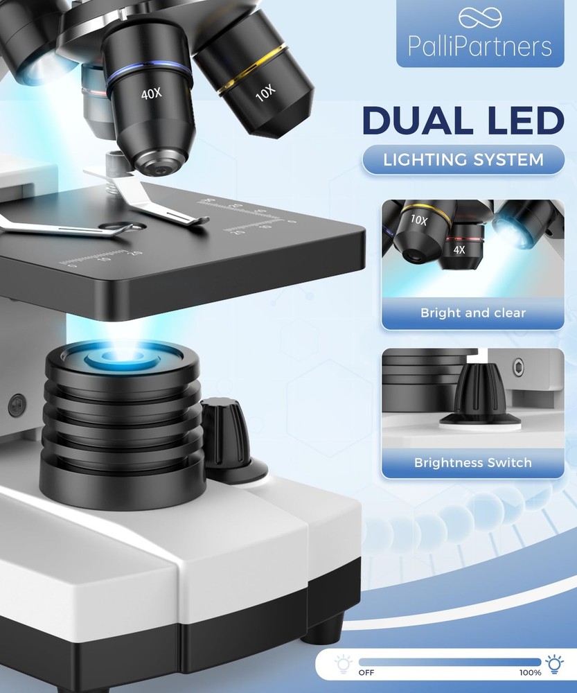 Compound Microscope for Adults & Students - 100X-2000X High-Power Biological ...