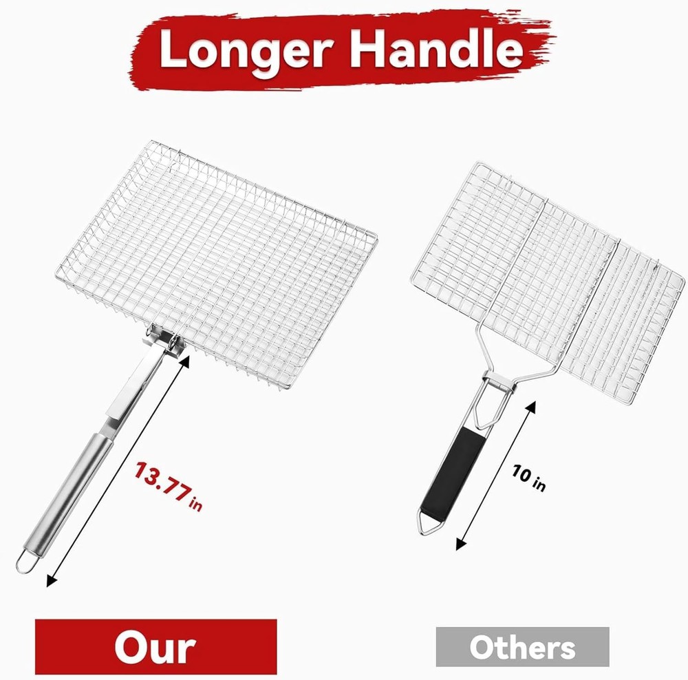 Extra Large Grill Basket w/ Detachable Handle