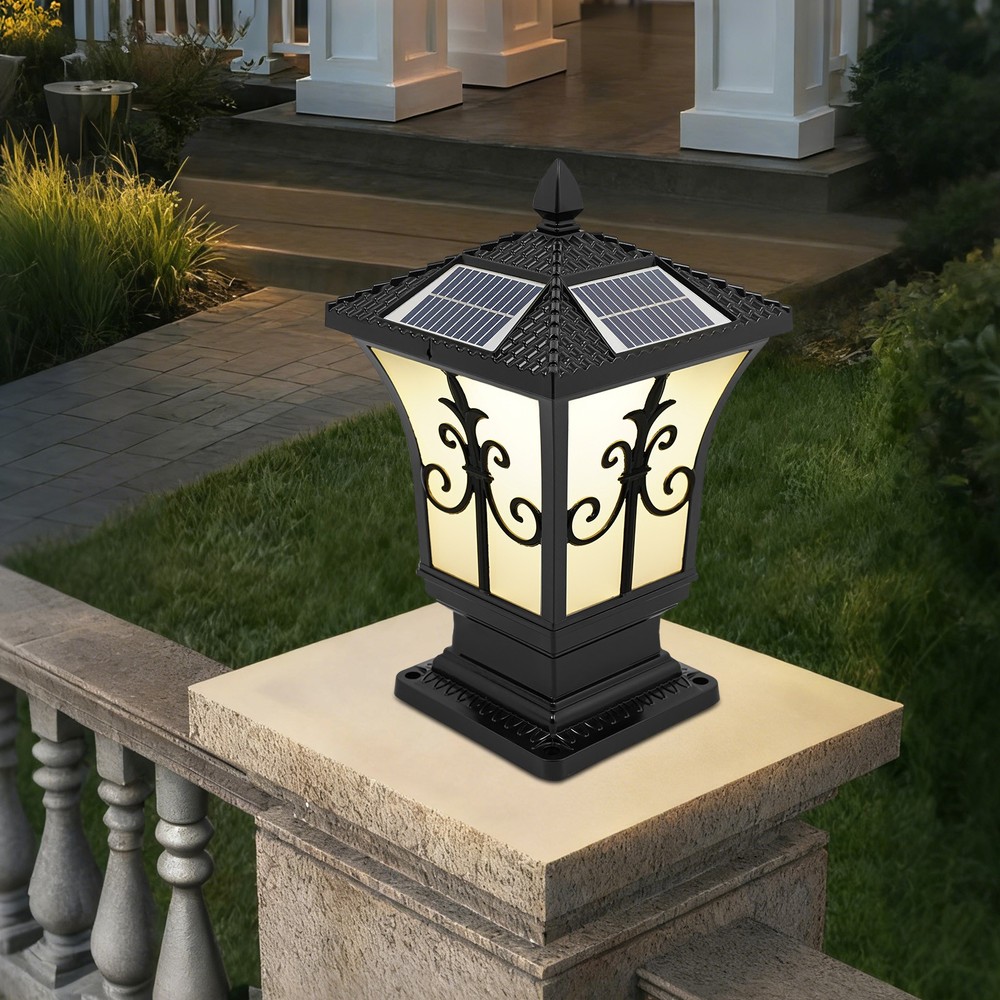 Outdoor Solar Post Light Solar Powered Pillar Light Remote Control Garden Light