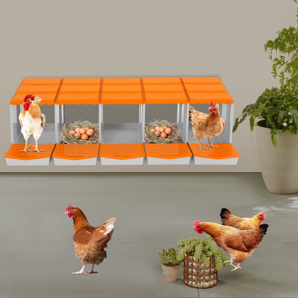 5-Compartment Chicken Nesting Box, Chicken Nest Laying Box with Egg Collection