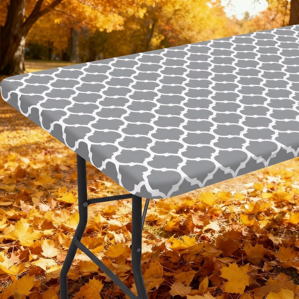 Smiry Rectangle Picnic Table Cover, Waterproof 72 x 30 (Rectangular), Grey