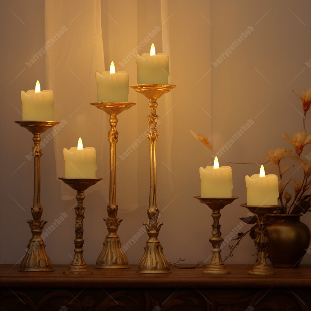6pcs Flickering Real Wax LED Tea Light Votive Candles with Timer Remote Control