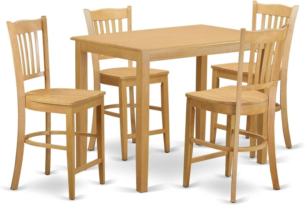 Oak 3-Piece Counter Height Dining Set: Rectangle Table & 2 Chairs Included