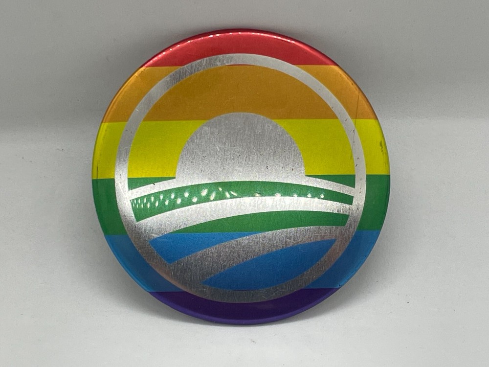 Barrack Obama Logo LGBT Pride Pinback Button