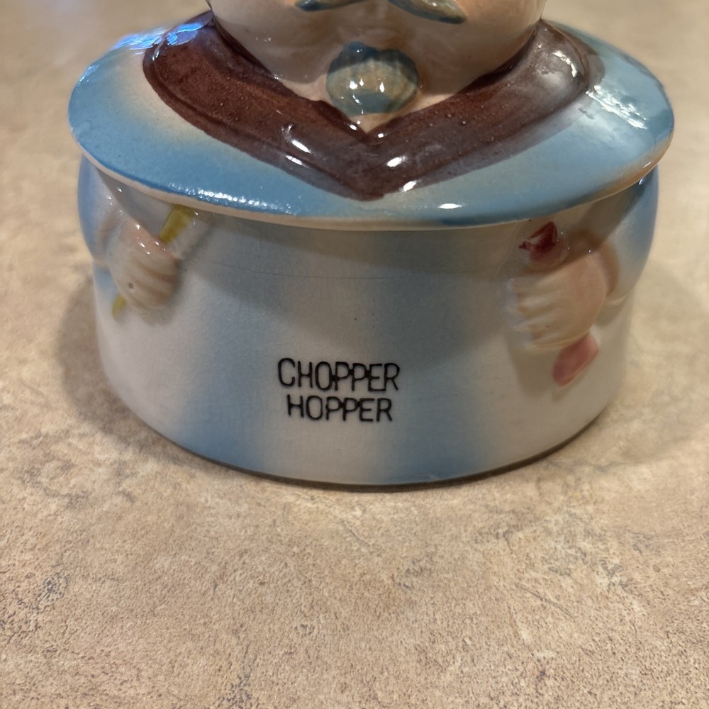 Vintage His Chopper Hopper Ceramic Denture Jar False Teeth Holder MCM Japan