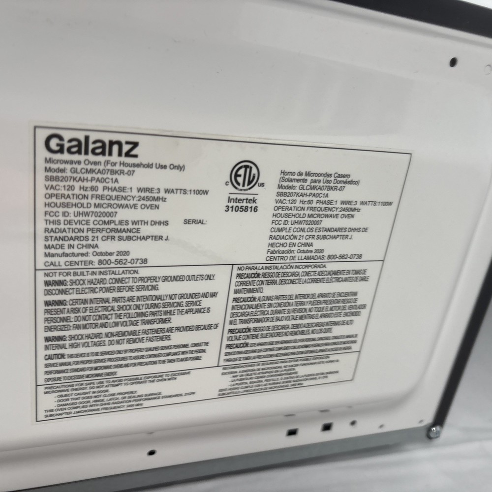 Galanz Microwave Oven Black 0.7 cu ft Pull Handle - GLCMKA07B