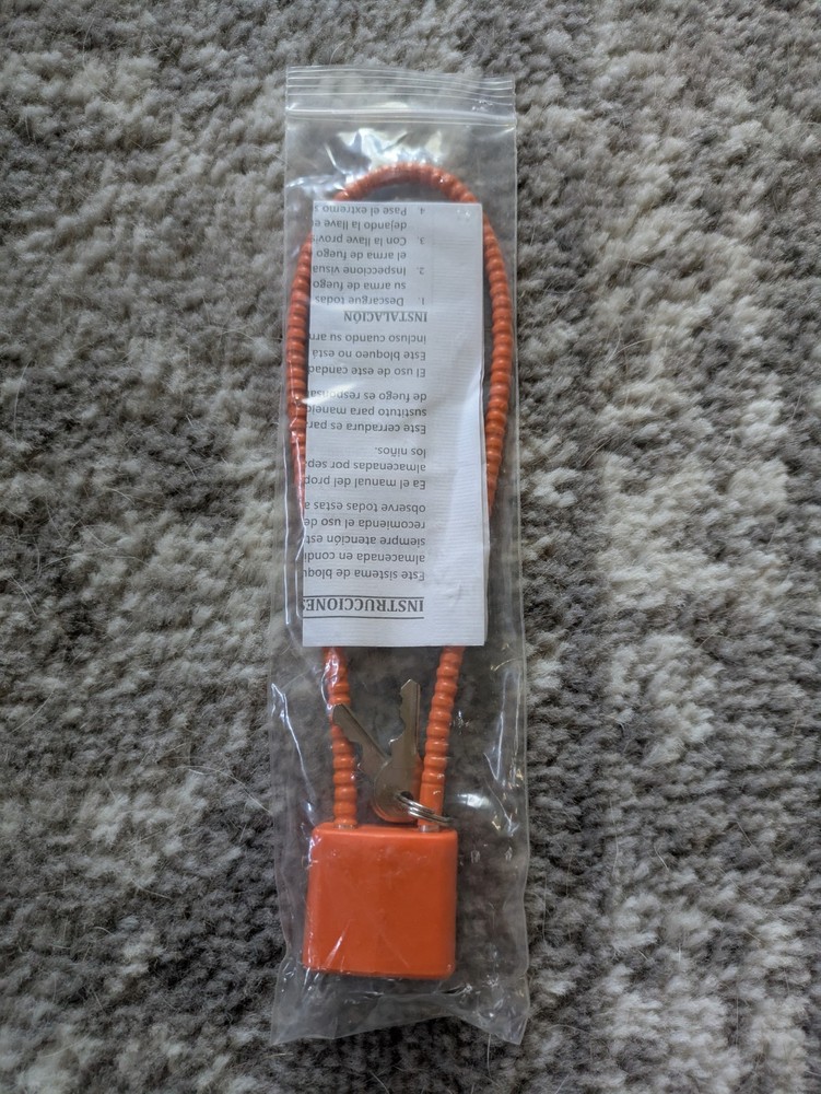 DAC Technologies Firearm Rifle Lock 15” With 2 Keys, Orange - NEW