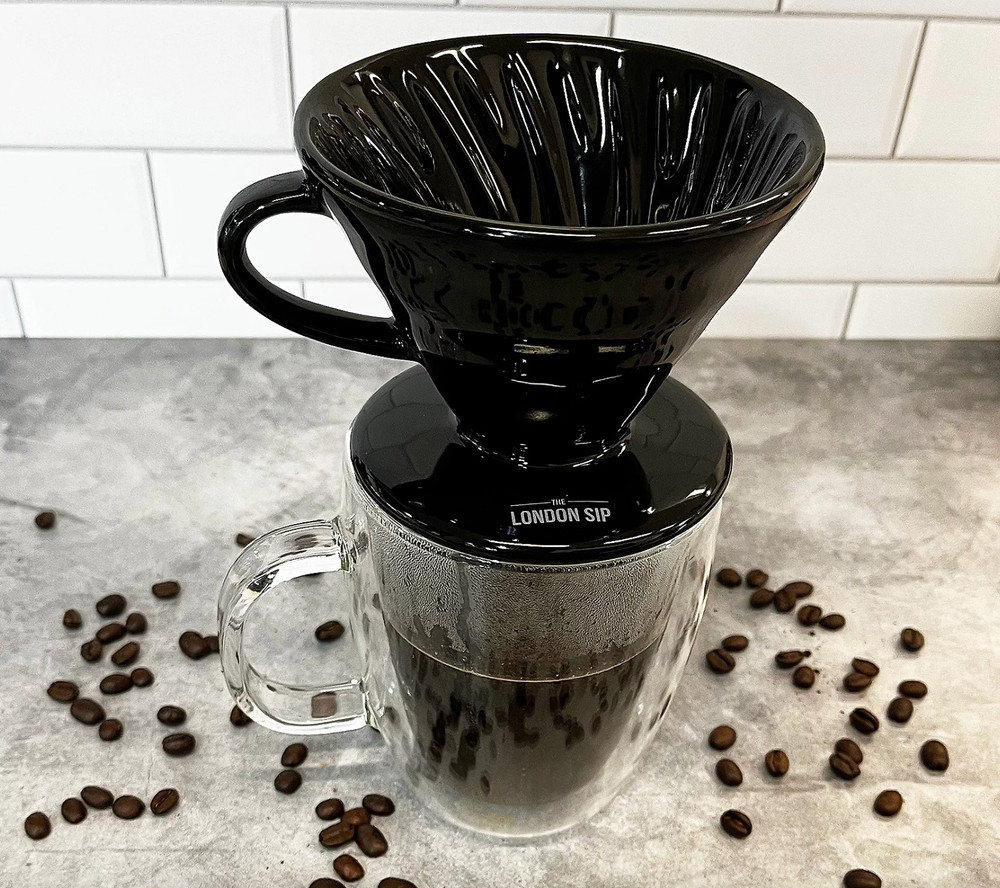 The London Sip 4-Cup Ceramic Coffee Dripper- Black