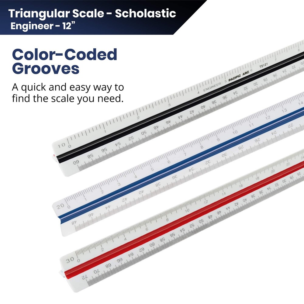 Pacific Arc Engineer Triangle Scale Ruler 12 Inch 12 Inch, | 12 in