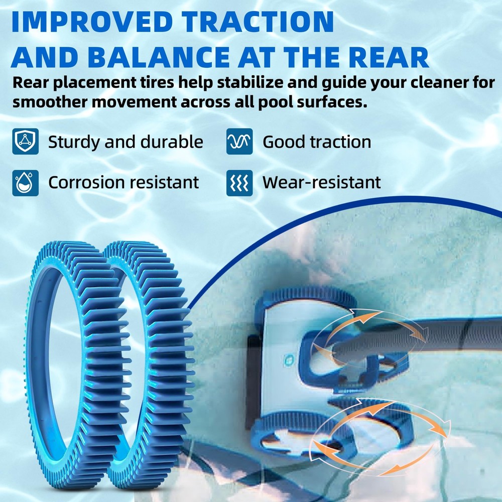 AR-PRO 2-Pack Back Tires Replacement for Pool Cleaner – 2 PACK-Rear