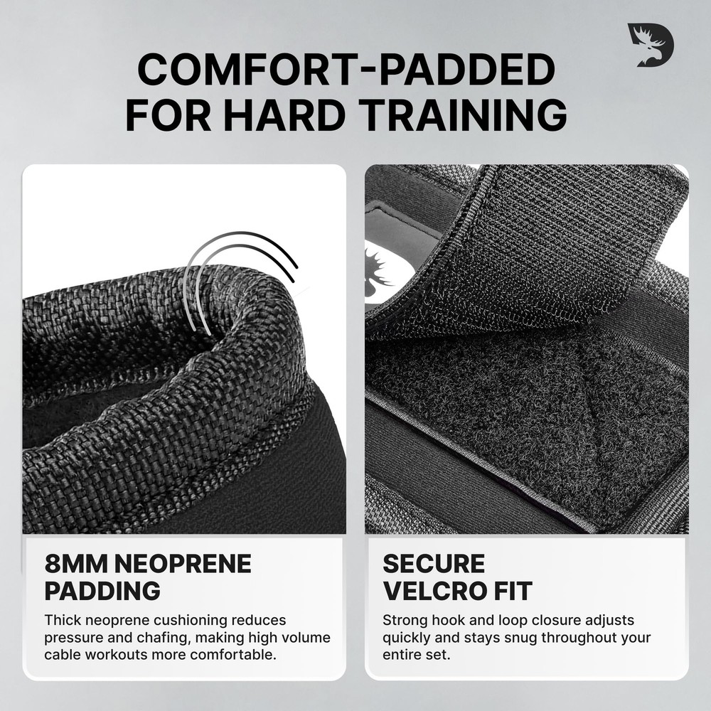 DMoose Ankle Strap for Cable Machine Attachments - Gym Single, Black - Single