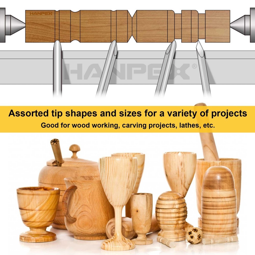 8 Piece Heavy Duty Wood Turning Chisel Set, Lathe Chisel Cutting Tools, (3) Goug