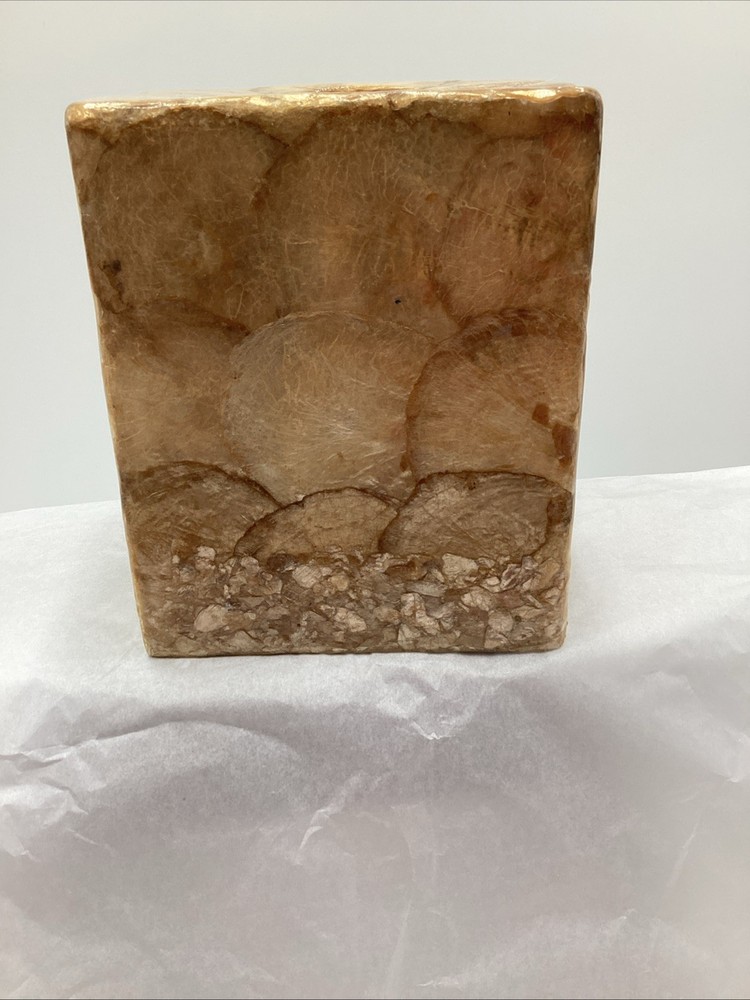 Capriz Shell Square Tissue Box Cover Champagnes / Gold Toned