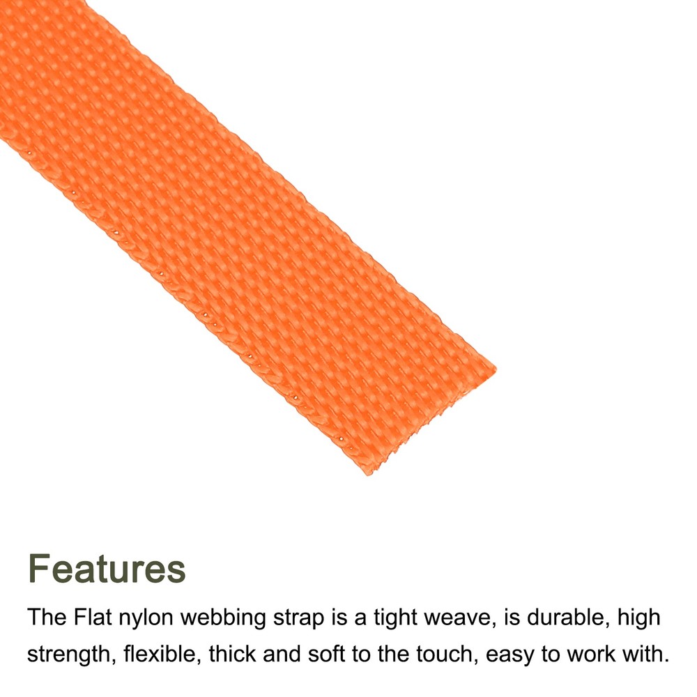 Flat Nylon Webbing Strap 3/8 Inch 10 Yards Orange for Backpack