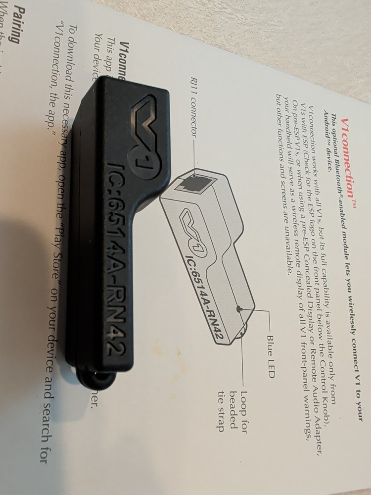 V1 CONNECTION LE BLUETOOTH IPHONE ANDROID VALENTINE V1 CONNECTION RADAR DETECTOR