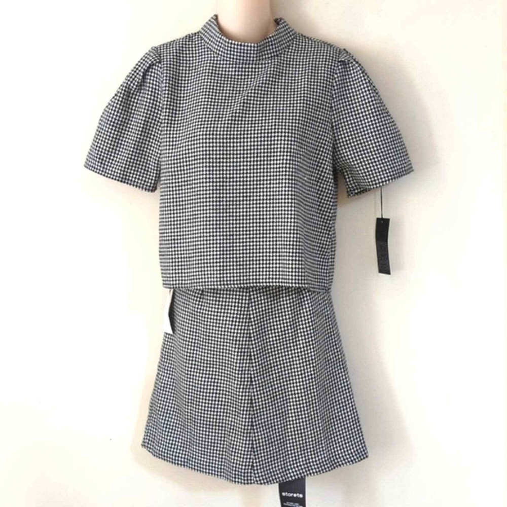 NWT Storets Glen Half Neck Check Skirt Set