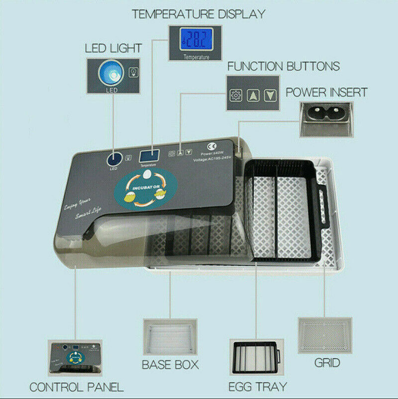 Automatic Egg Incubator for Hatching Eggs 12 Eggs Incubator Automatic Egg Turn