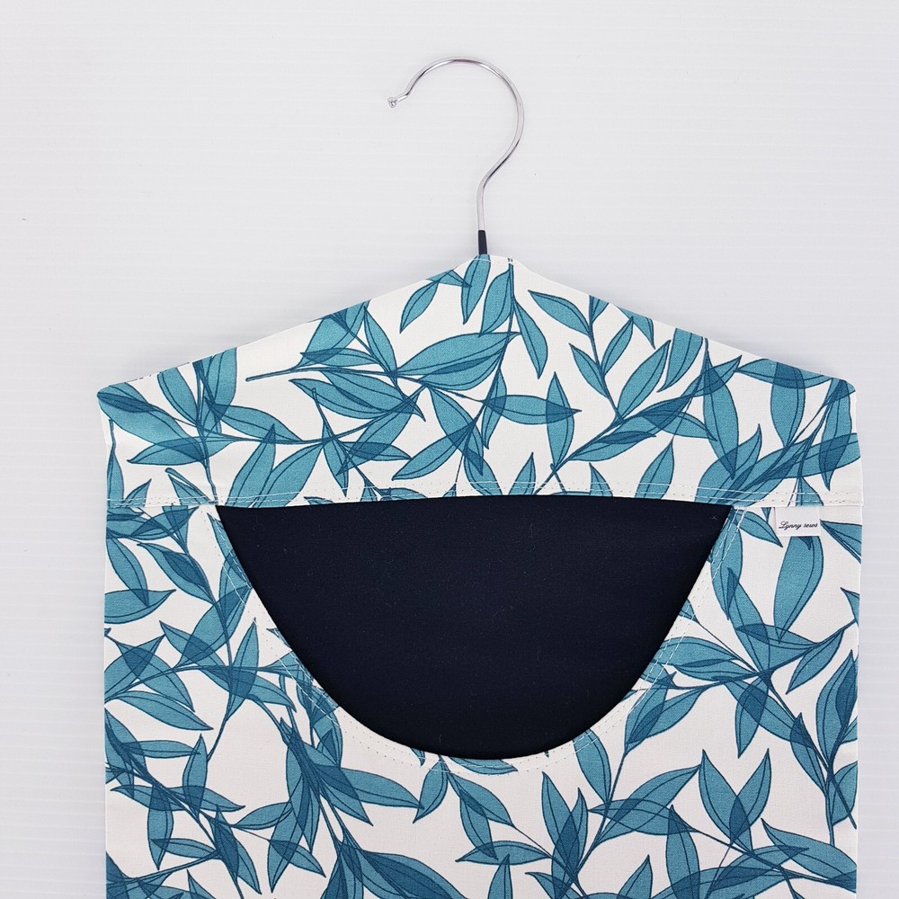 Peg Bag Handmade Blue Leaves Print Lined Laundry Clothes Peg Holder