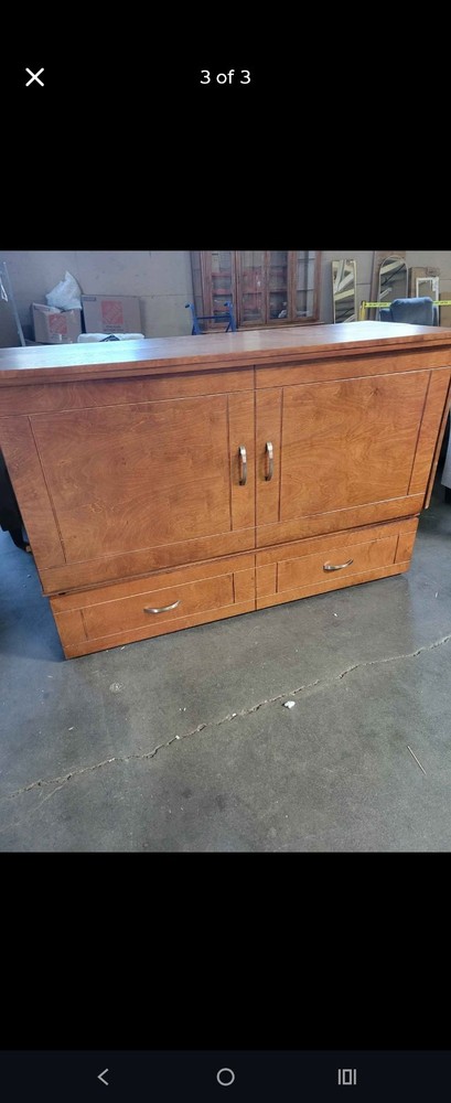Wooden Sideboard Buffet Brown with 2 Doors 2 Drawers Slab Hinged Pull Handles