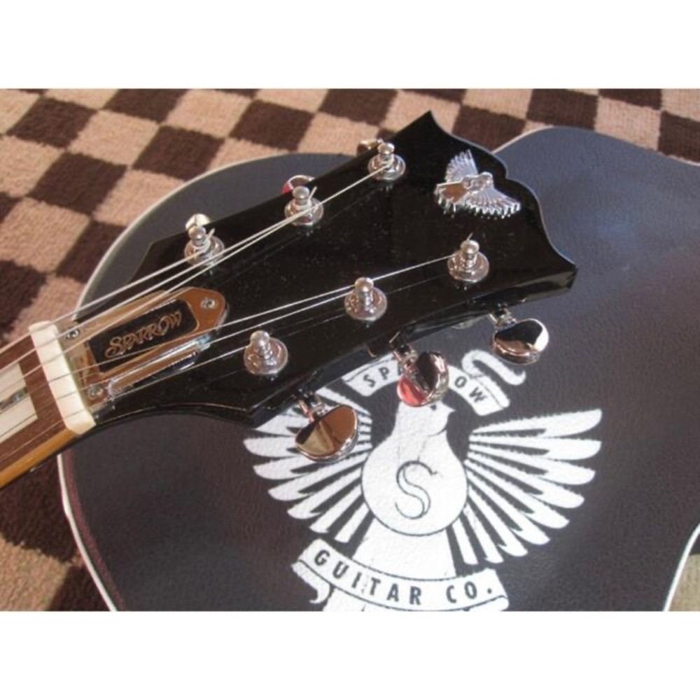 SPARROW GUITARS Full Aco Fire Pattern Bigsby Silver