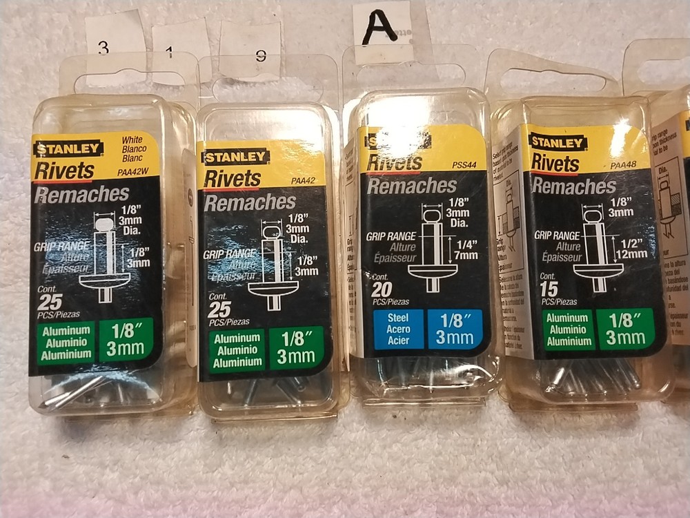 115pc STANLEY ASSORTED RIVETS 6 ASSORTED SIZES