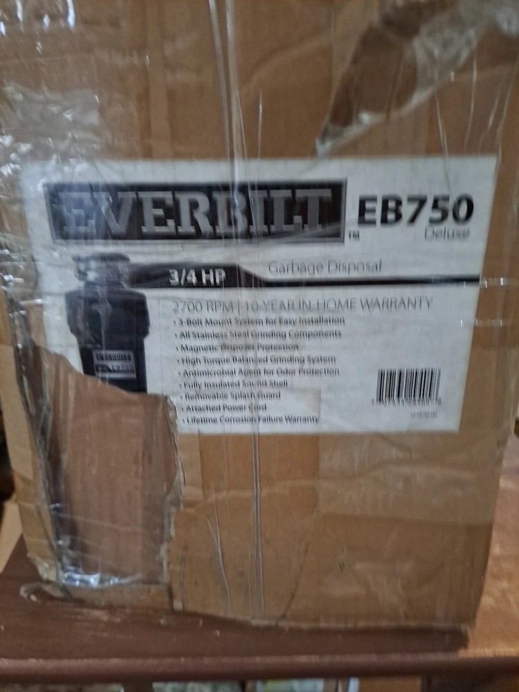 Everbilt 3/4 HP Garbage Disposal Continuous Feed EB750