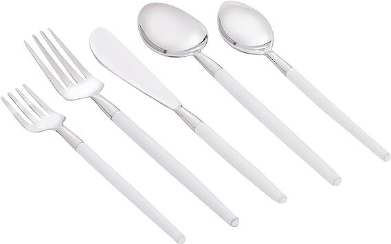 White Print Cutlery Set