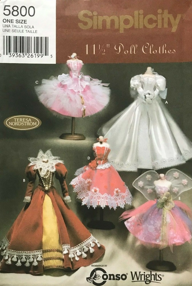 Simplicity  Doll Clothes Pattern 5800 Size 11.5" UNC