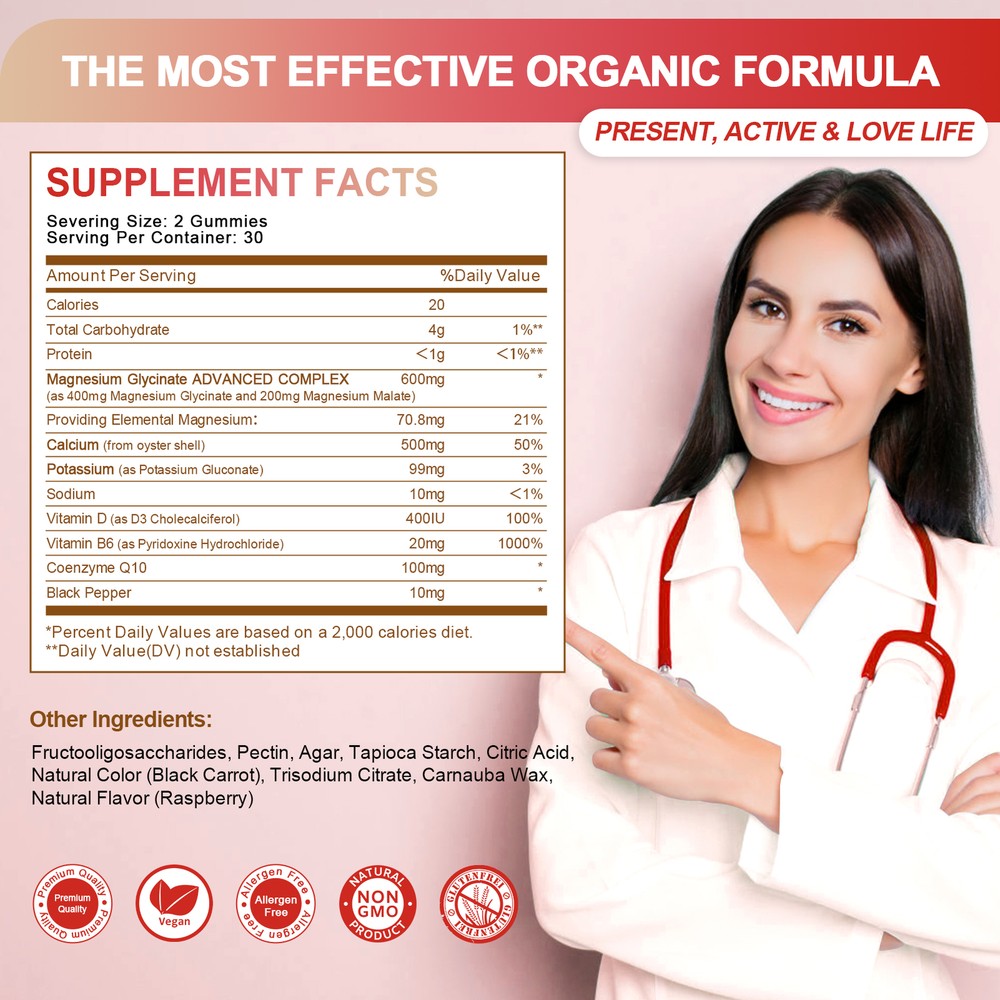 Magnesium Glycinate Gummies For Sleep Improve Stress Relief Support Bone