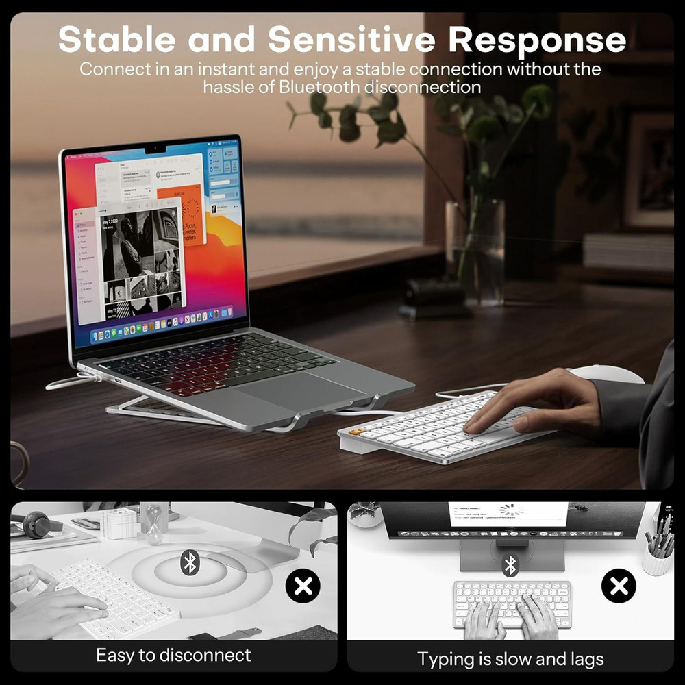 OMOTON Wired Keyboard and Mouse Compatible with Mac, Keyboard with Dual Interfac