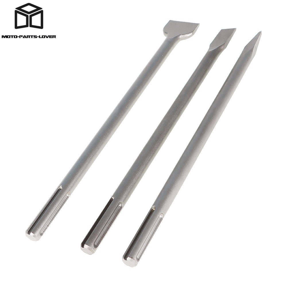 3 Pack SDS Max Bits Set Durable 16" Long-Point Chisel Scaling Chisel Flat Chisel