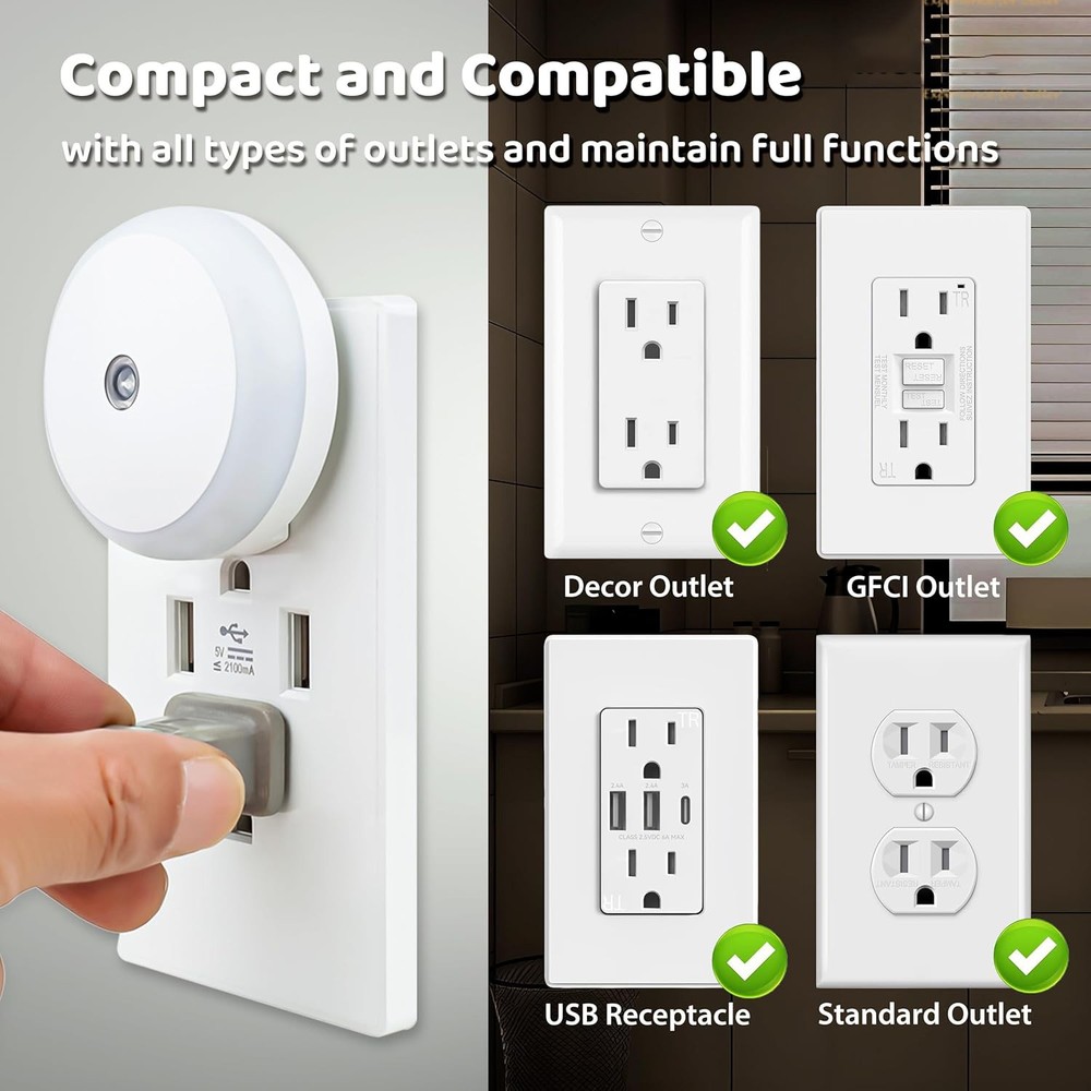 Amber Night Light Motion Sensor Night Light Plug for Bathroom, Kitchen, Hallway