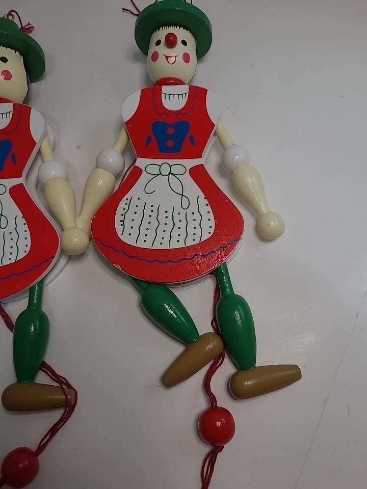 Wooden Pull String Toy Jumping Jack Figure Pull String Marionette
