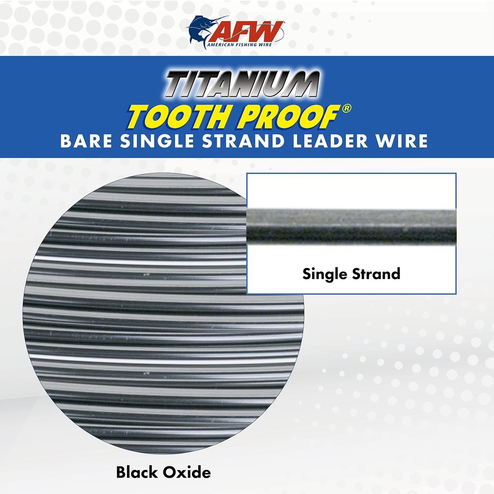 AFW Titanium Tooth Proof, Single Strand Leader Wire Black 50 lb / .019"