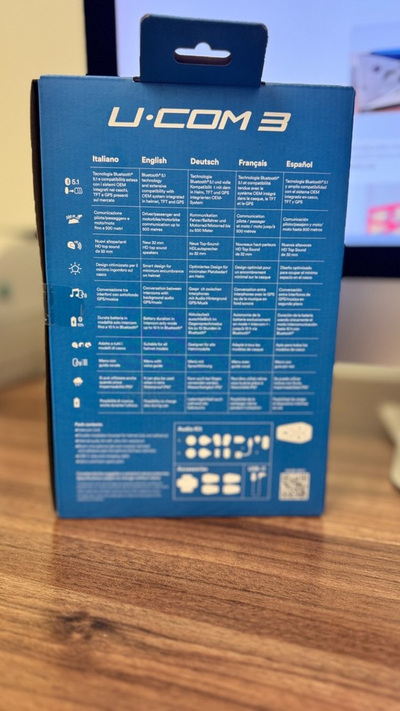 Interphone UCOM 3 Single Bluetooth System for Full face /Flip Motorcycle Headset