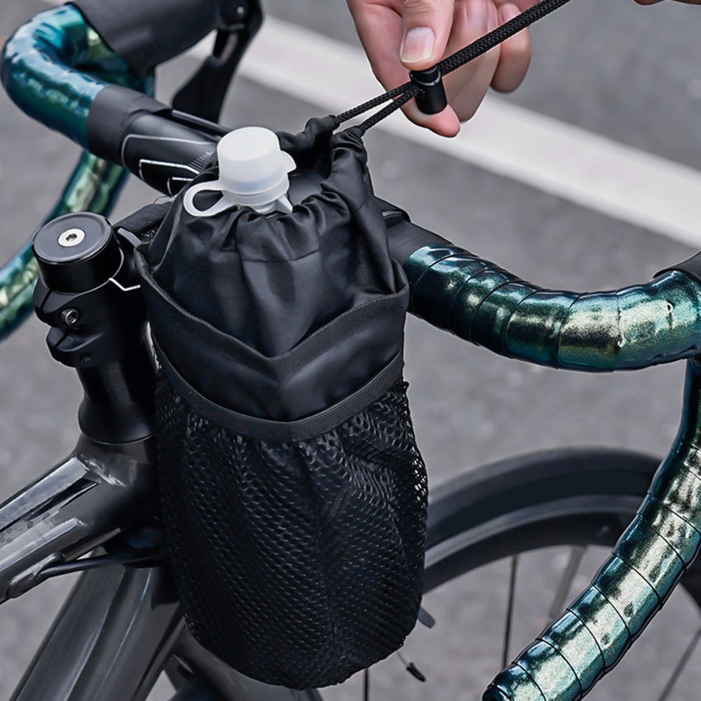 Quick Access and Secure Storage with Drawstring Bike Handlebar Stem Bag