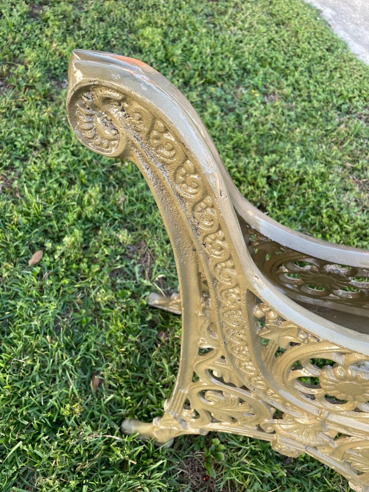 Vintage Solid Brass Bench Ends One Pair