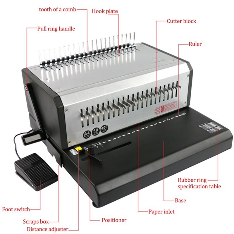 21 Hole Rubber Ring Electric Binding Machine Contract Document Stapler EB-30
