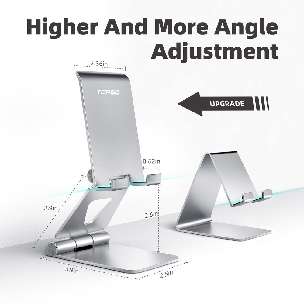 Cell Phone Stand Holder Adjustable Increase Fully Foldable Thick Aluminum Des...
