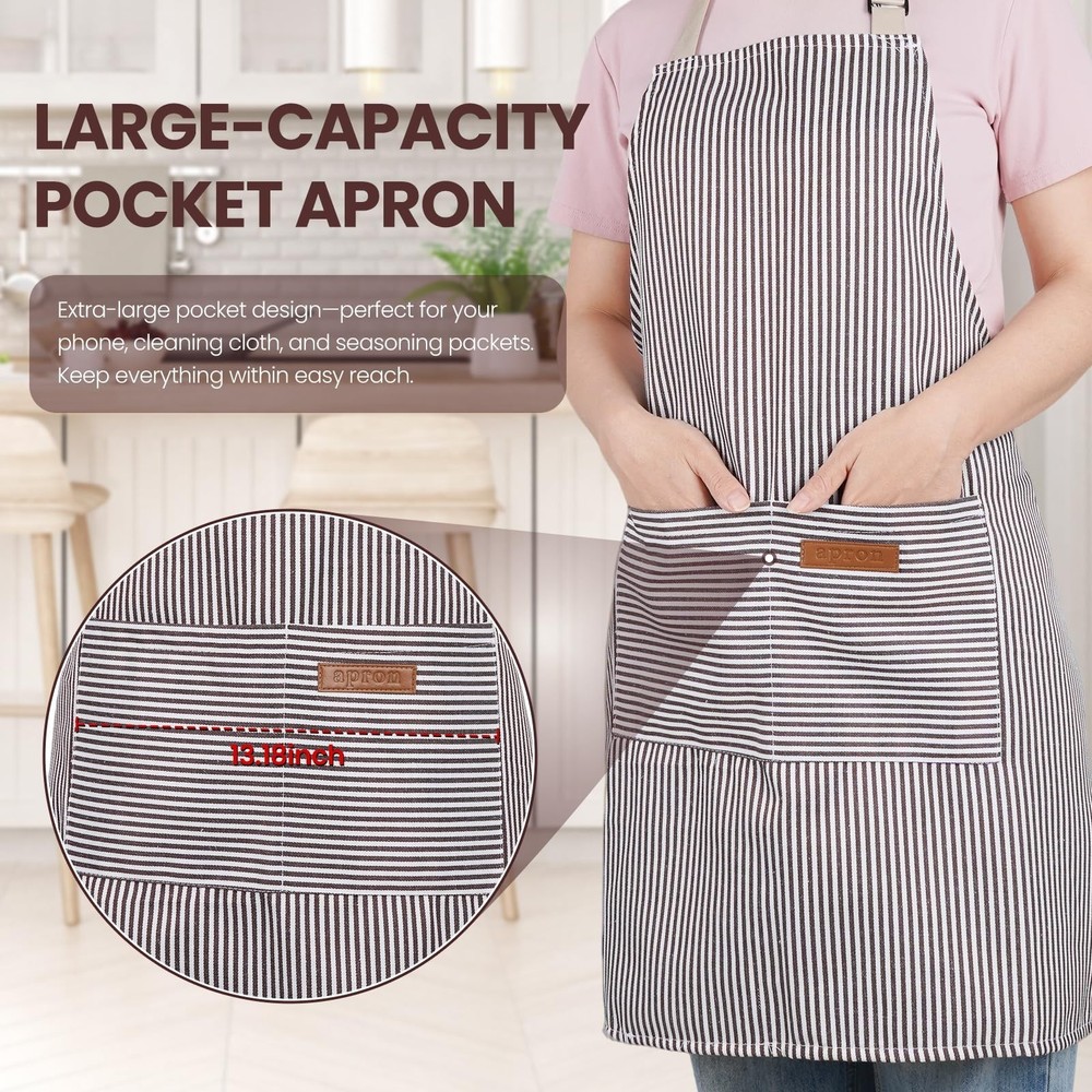 2 Pack Apron, Cooking Kitchen Aprons, Adjustable Bib Apron with 2 Pockets for...