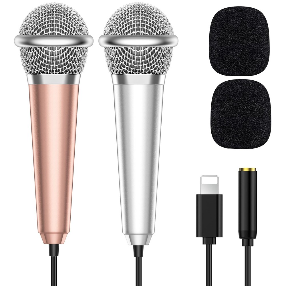2PCS Mini Microphone for iPhone iPad Small ASMR Tiny Microphone for Video Rec...