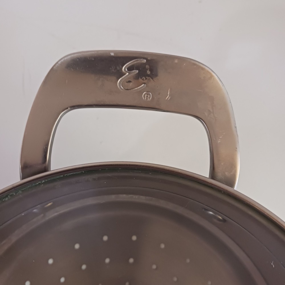 Emeril Stainless Strainer Steamer Pot Pan Insert Colander Double Handle 7.5" Lid
