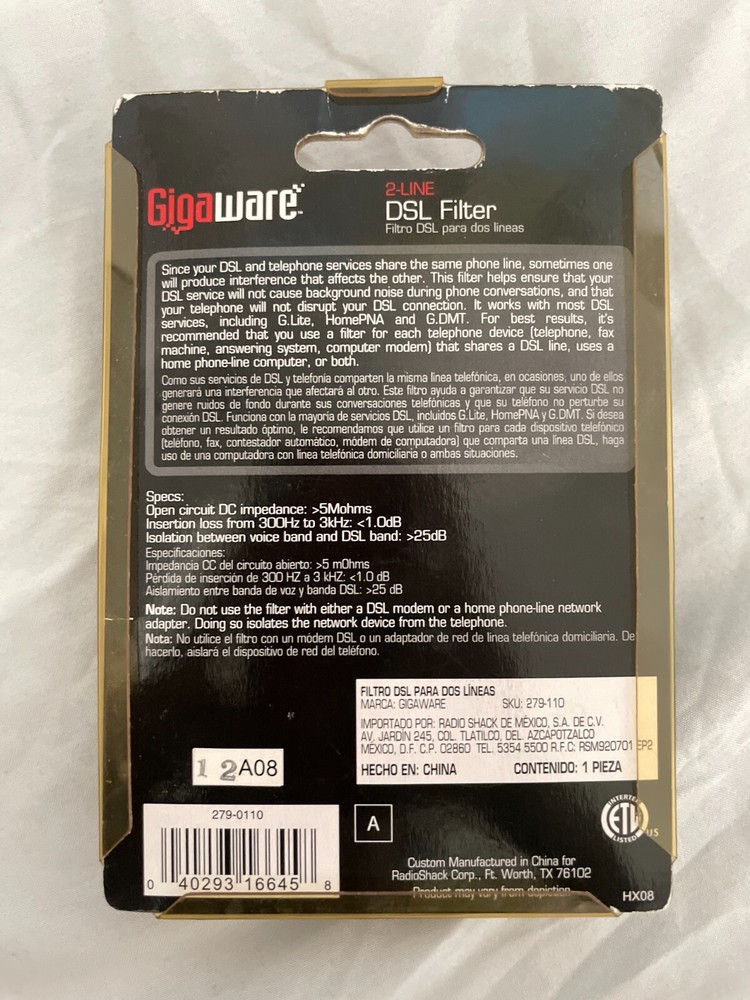 Gigaware 2-Line DSL Filter 279-110