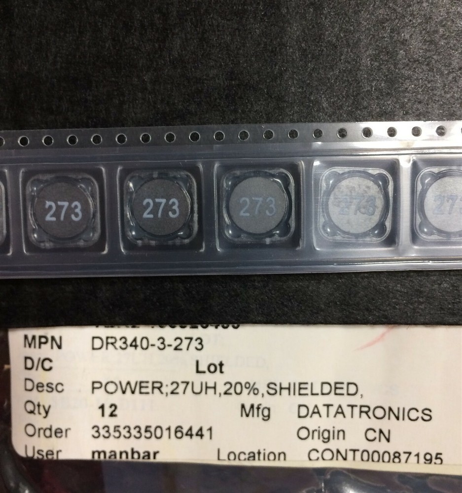 DR340-3-273 DATATRONICS Inductor Power 27uH 20% 6 PIECES