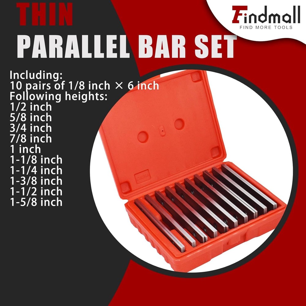 Thin Parallel Bar Set, 10 Pair 1/8" X 6" Accuracy Parallels, Machinist Lathetool