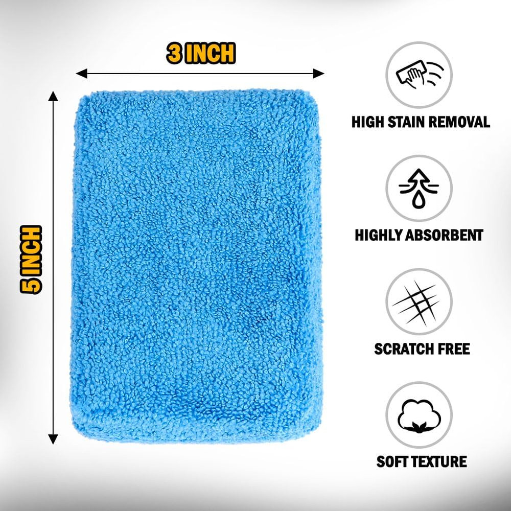 Microfiber Car Applicator Pads 8 Pack 5"x3" Wax Polish Sponge