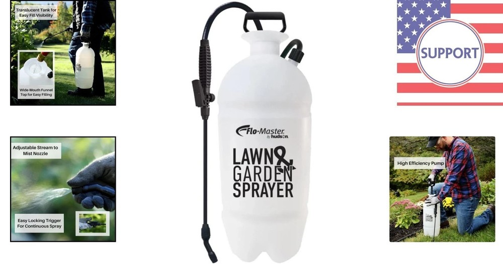 Translucent 2-Gallon Lawn & Garden Sprayer with Adjustable Nozzle for Precision